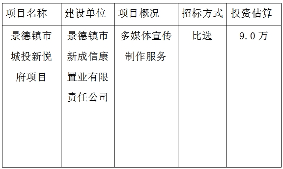 宣傳廣告、攝制招投標